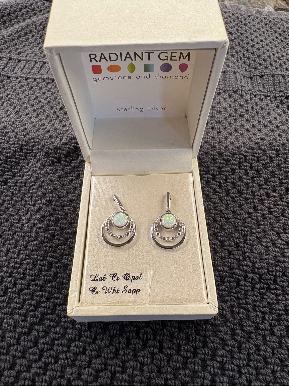 Sterling Silver Opal Drop Earrings - White Opal